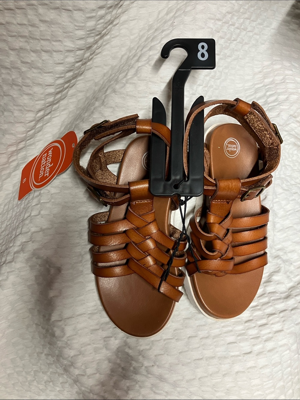 wonder nation Brown Girls Woven Strappy Gladiator Sandals